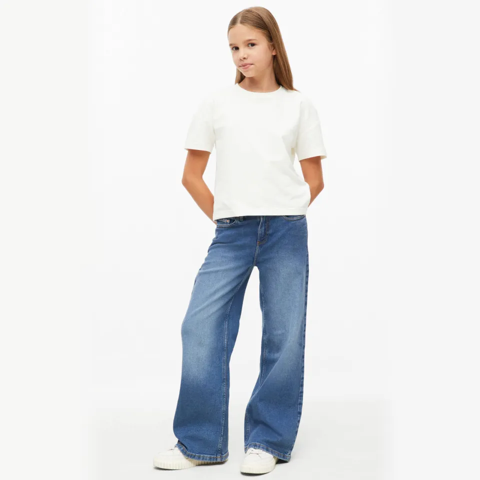 s.Oliver slim fit wide leg jeans - mediumblauw