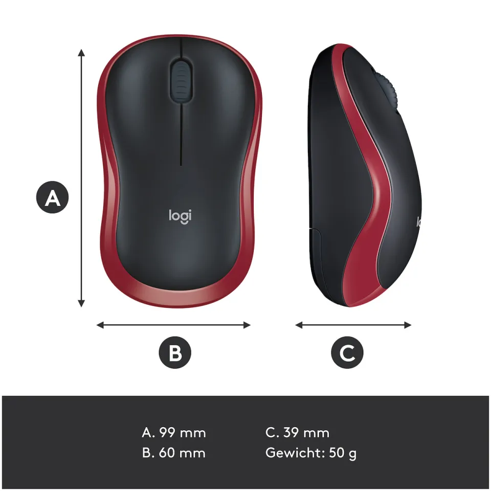 Logitech M185 draadloze muis rood, foto 4