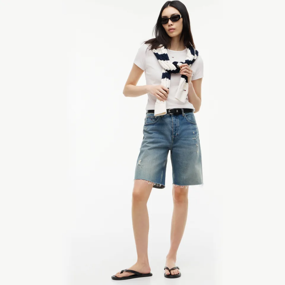 Tommy Jeans TJW Slim Essential Rib SS t-shirt wit, foto 5