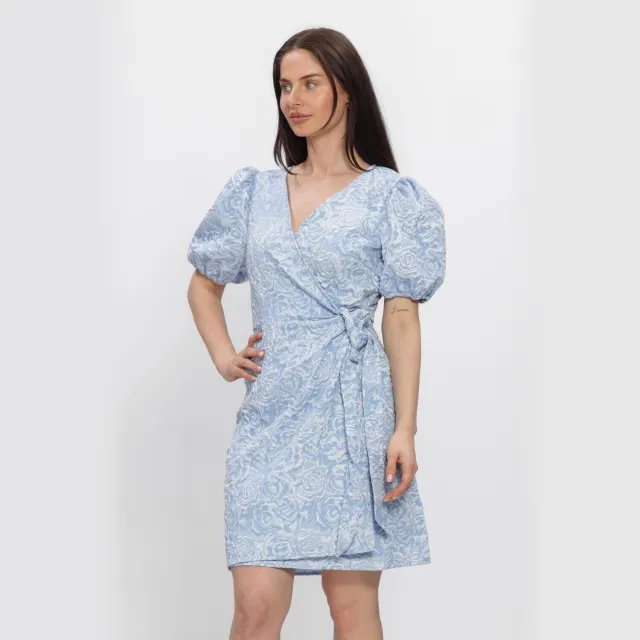 Y.A.S. YAS Dames Jurken Yascaro Ss Wrap Dress - Lichtblauw