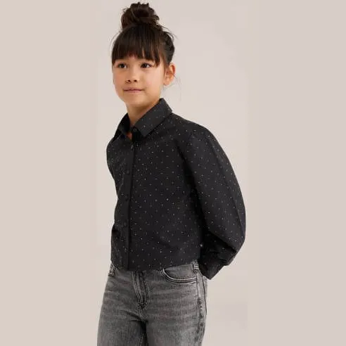 WE Fashion blouse met strass-steentjes zwart, foto 3