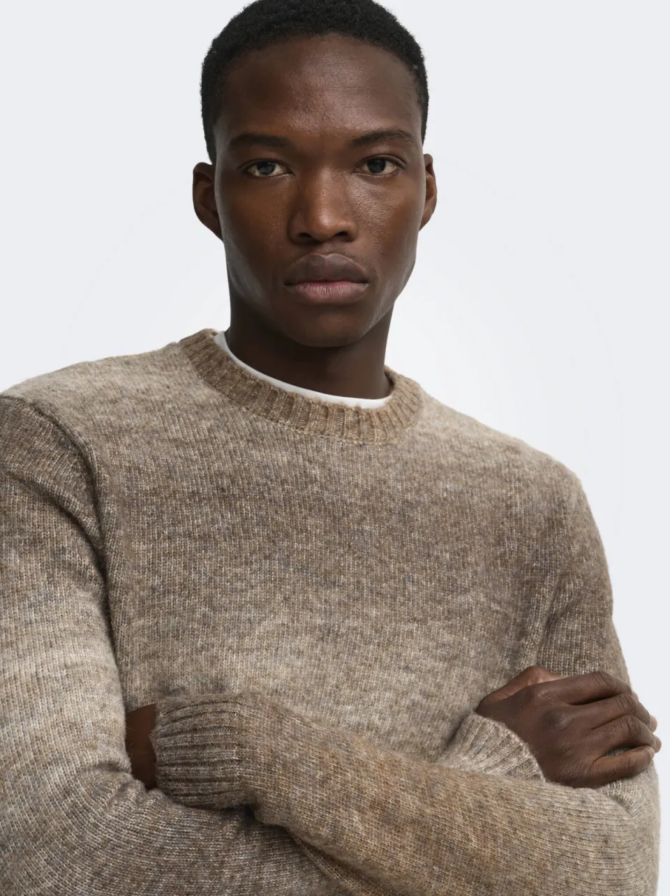 Only & Sons regular fit gebreide trui met wol - coffee bean, foto 6