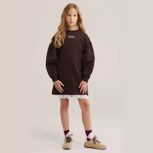 WE Fashion sweatjurk met tekst donkerbruin, foto 3