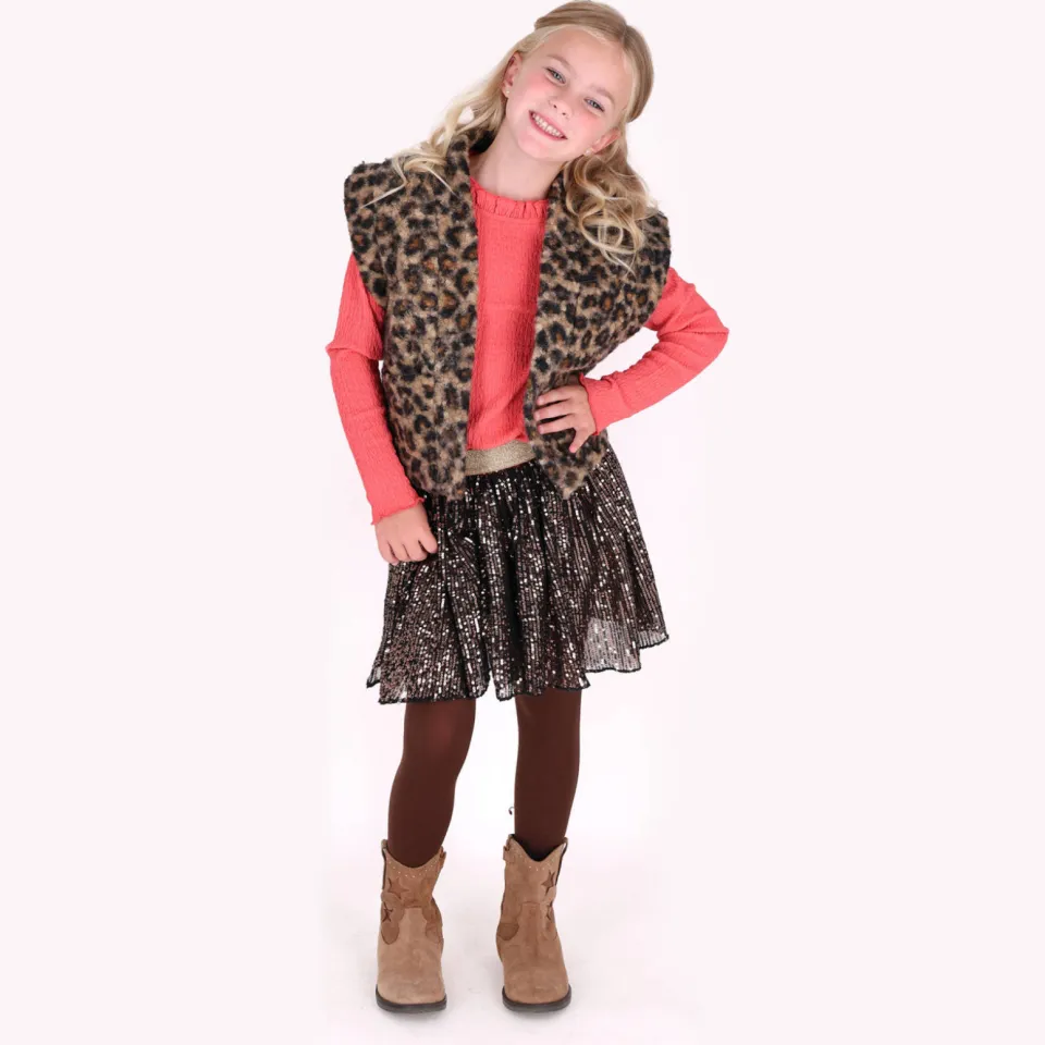 B.Nosy teddy rechtvallend gilet met panterprint - bruin, foto 4