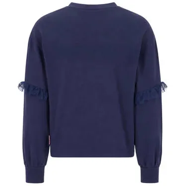 B.Nosy boxy sweater met ruches en print - donkerblauw, foto 3