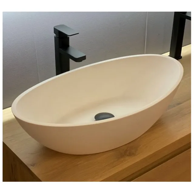 Casajoy Waskom Casajoy 61.5x34x16cm Iris Solid Surface Mat Wit