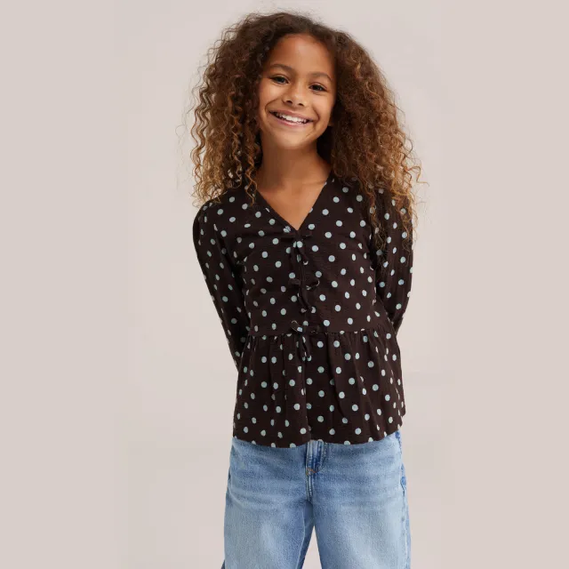 WE Fashion blouse bruin Bruin/blauw