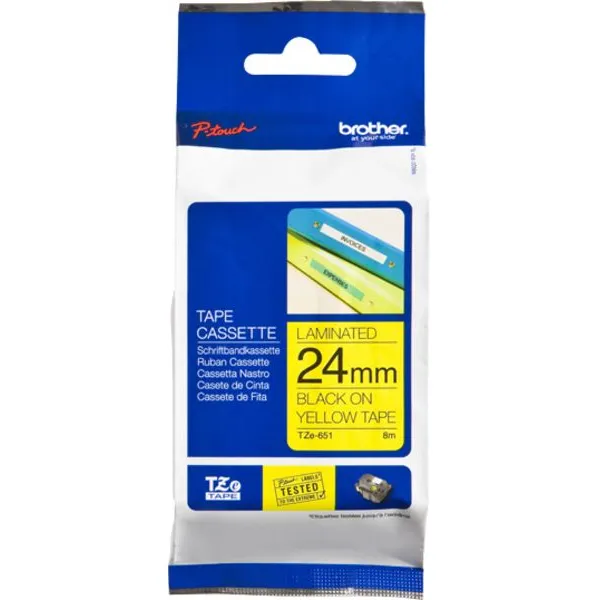 Brother TZe-651 Tape Zwart op geel (24 mm)