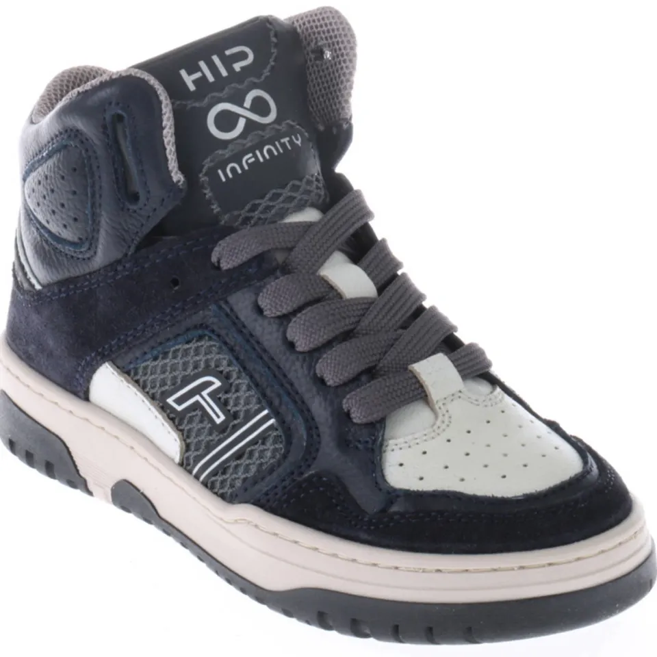 Hip leren sneakers donkerblauw, foto 3