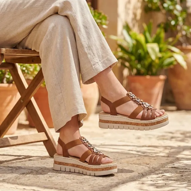 Rieker E1/2 sandalen cognac, foto 7