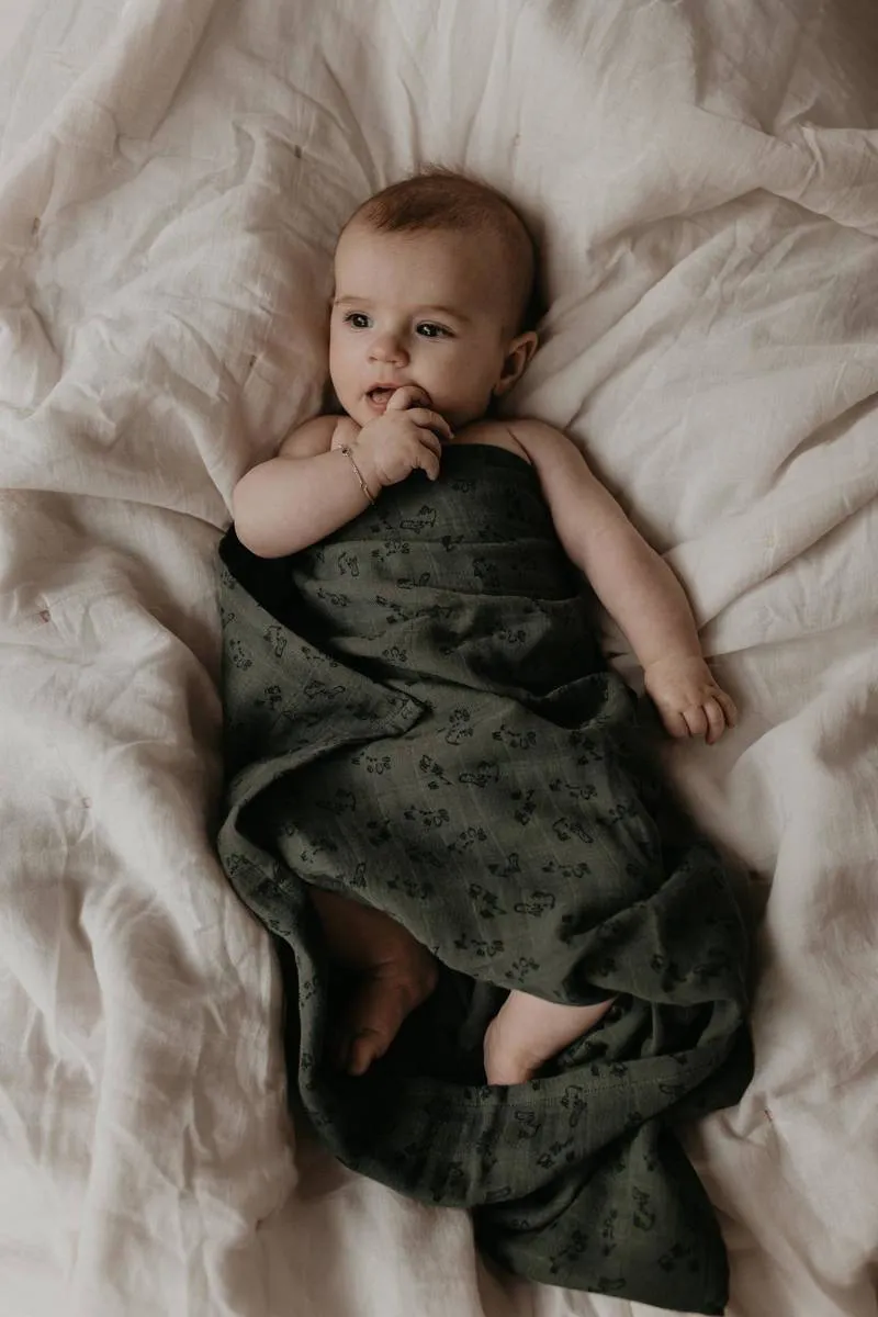 Snoozebaby hydrofiele swaddle donkergroen, foto 6