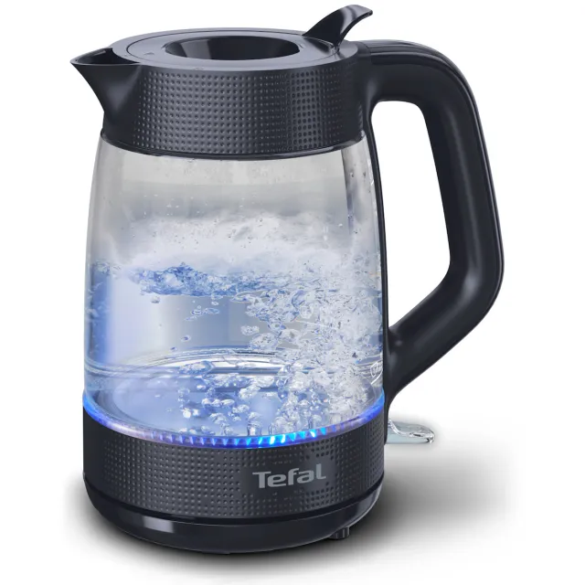 Tefal Morning glass KO2G08 waterkoker zwart zwart-transparant
