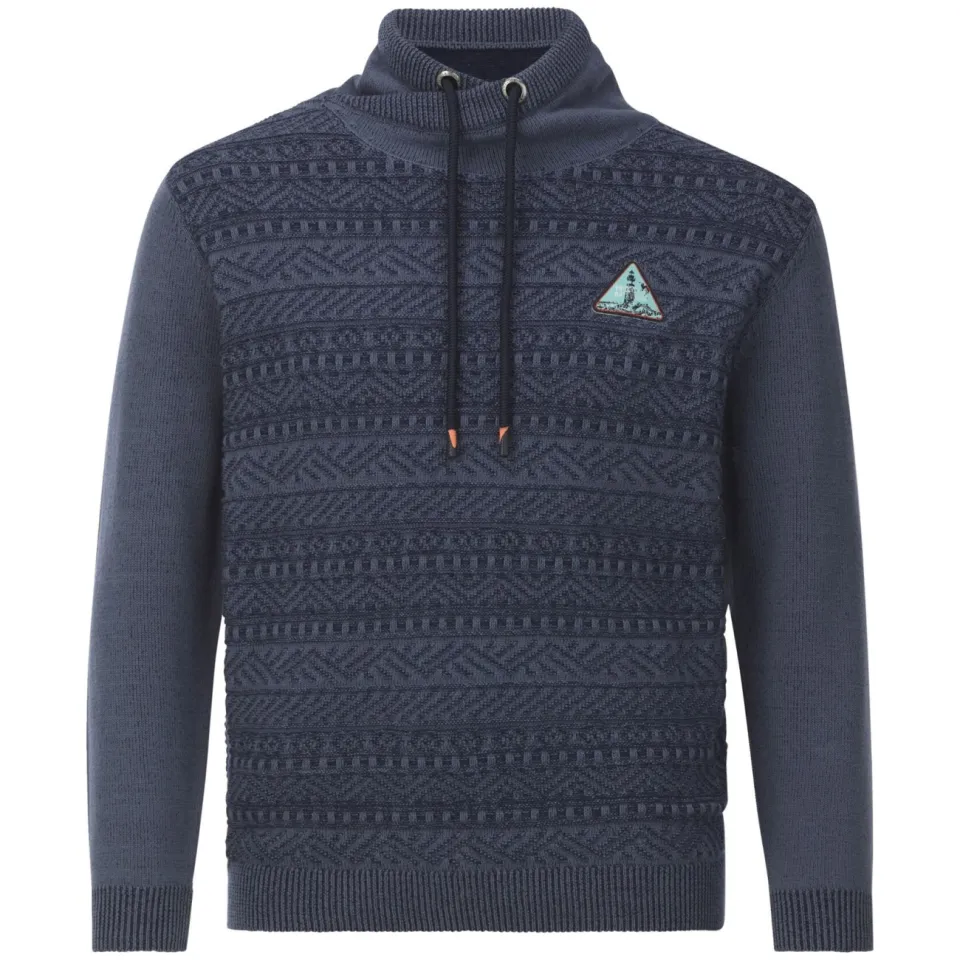 Jan Vanderstorm +FIT Collectie trui met ingebreid patroon donkerblauw, foto 2