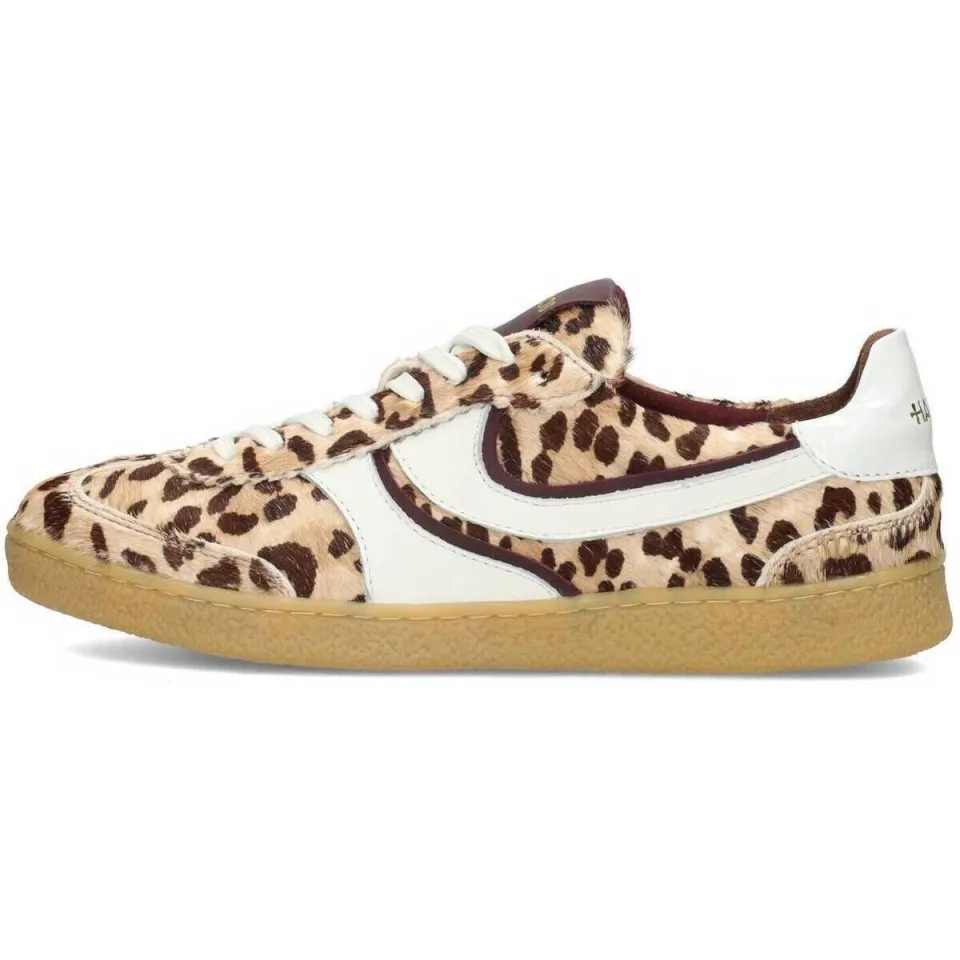 Haboob leren sneakers met panterprint beige/bruin, foto 2