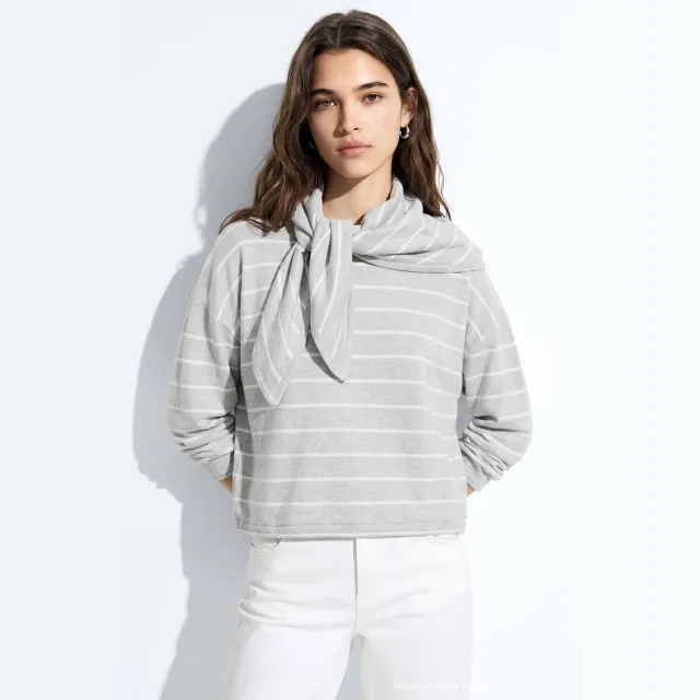 Mango gestreepte longsleeve grijs, foto 4