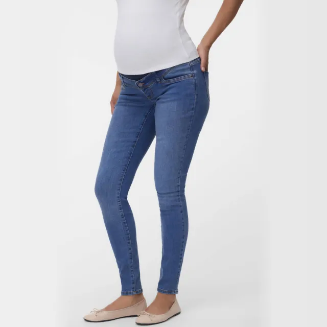 Mamalicious slim fit zwangerschapsjeans MLMILA medium blue denim, foto 4
