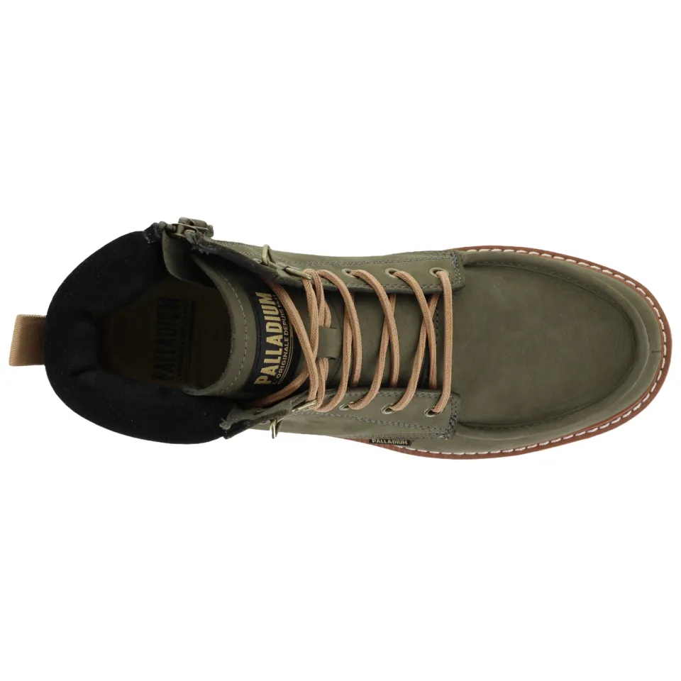 Palladium Trooperlite Grit Zip leren veterboots met profielzool - olijfgroen, foto 5