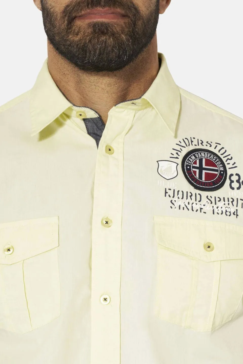 Jan Vanderstorm +FIT Collectie loose casual overhemd Plus lichtgeel, foto 5