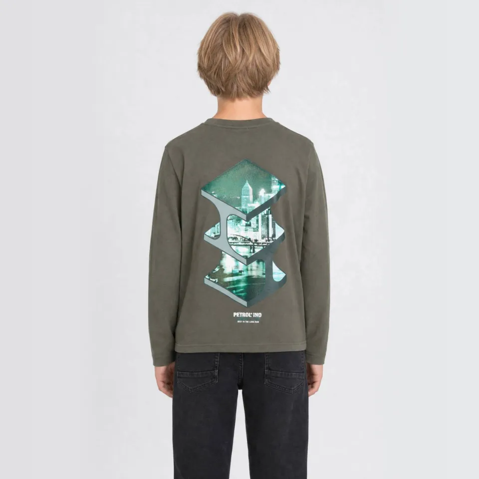 Petrol Industries longsleeve met backprint kaki, foto 3