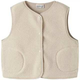 NAME IT KIDS rechtvallend teddy gilet - beige Effen