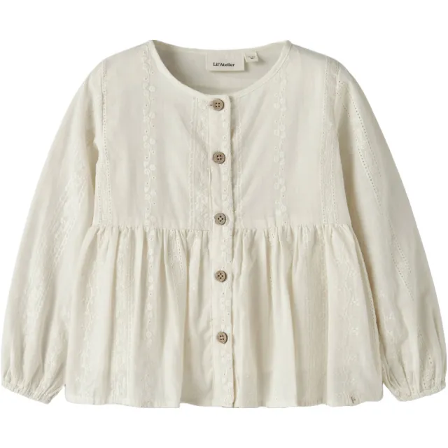 Lil' Atelier loose fit blouse met ruches ecru
