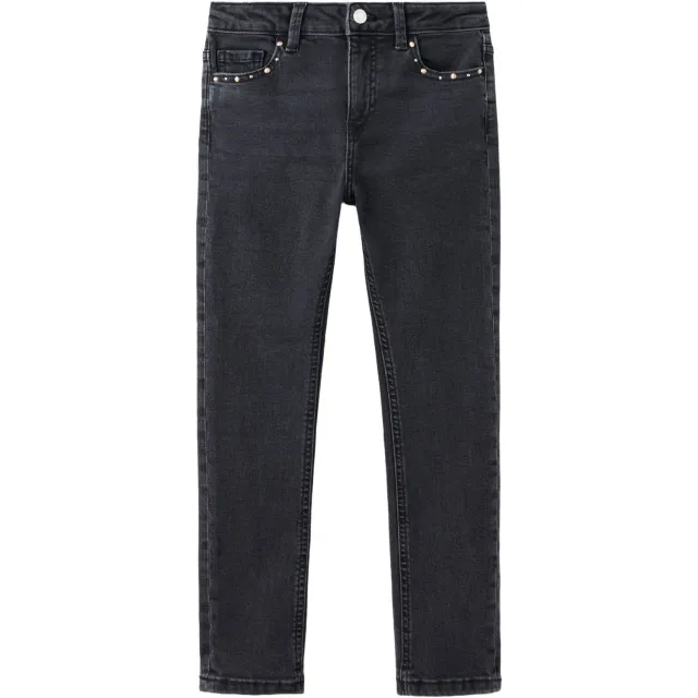 Mango Kids regular waist slim fit jeans met studs - grijs Grey denim