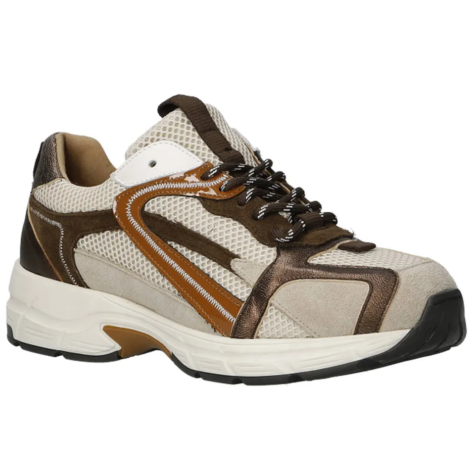 DWRS Neya leren sneakers - beige/donkerbruin, foto 7