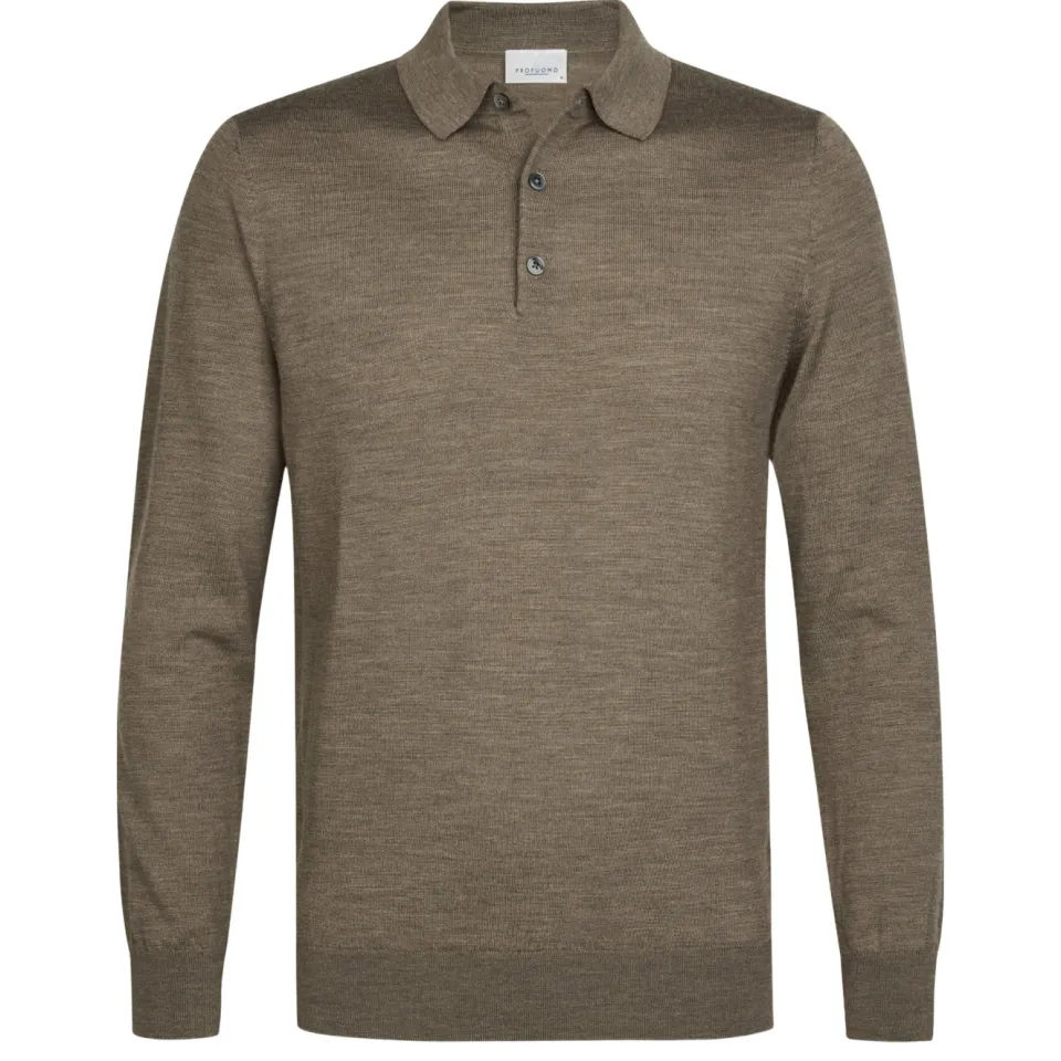 Profuomo wollen regular fit gemêleerde trui - bruin, foto 2