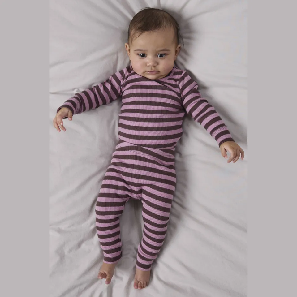 NAME IT BABY gestreepte legging roze/bruin