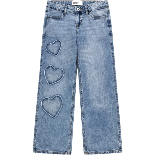 Abercrombie & Fitch low waist baggy jeans met hartjes medium blue denim