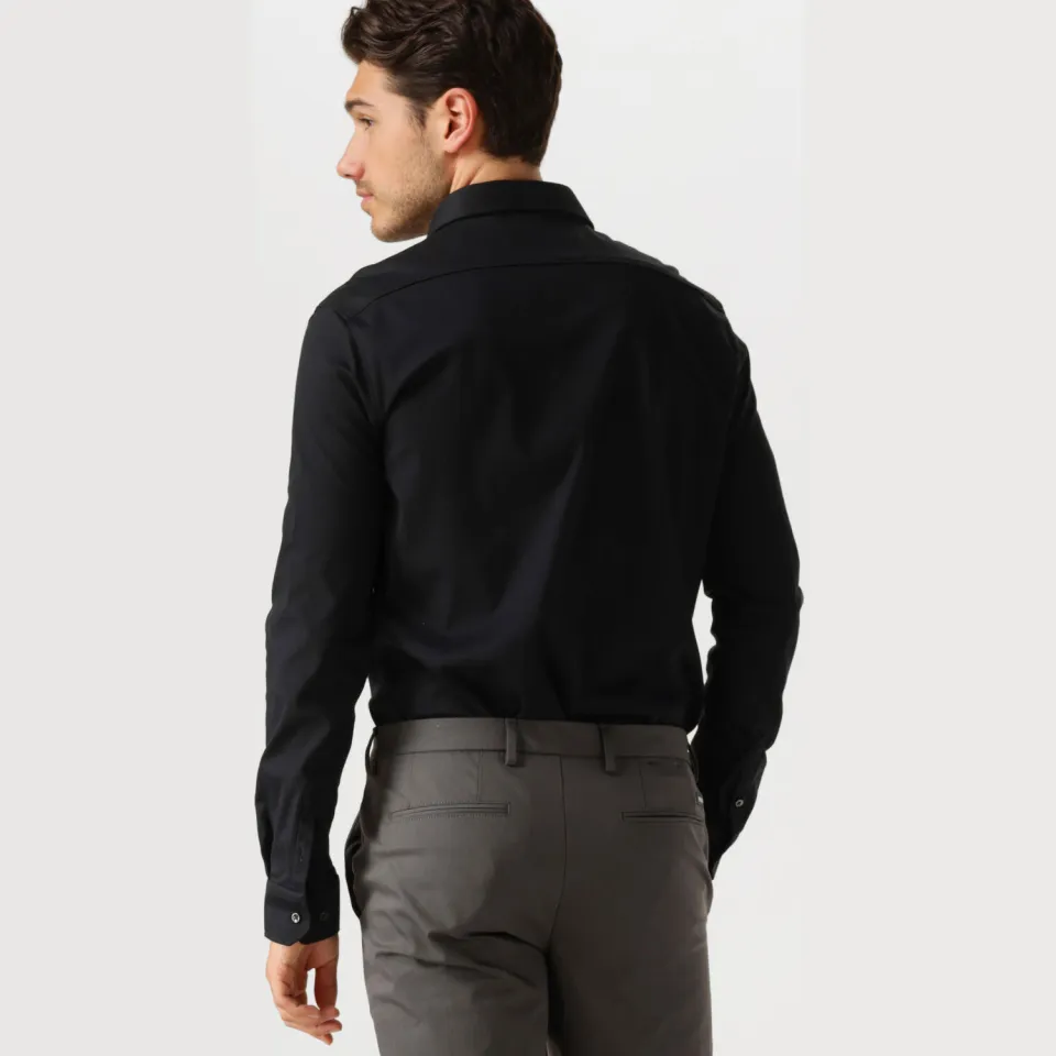 Desoto Luxury Slim Fit Jersey overhemd zwart, foto 3