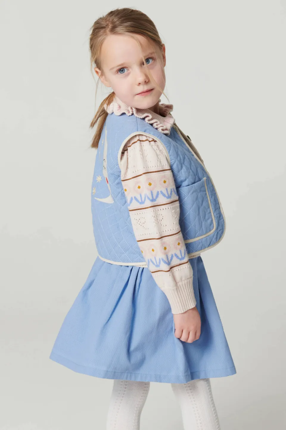 Copenhagen Colors gebreide trui met print en wol - beige/blauw/bruin, foto 6