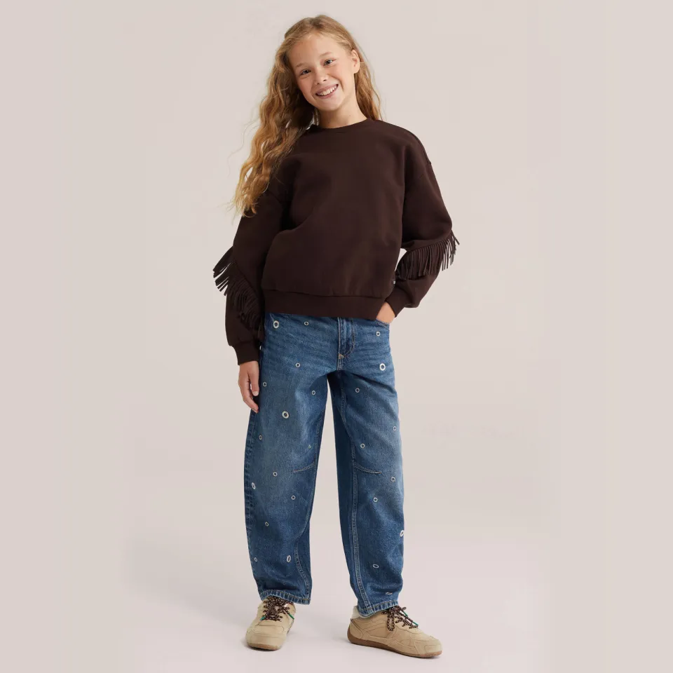 WE Fashion Blue Ridge barrel jeans met studs - easy blue denim