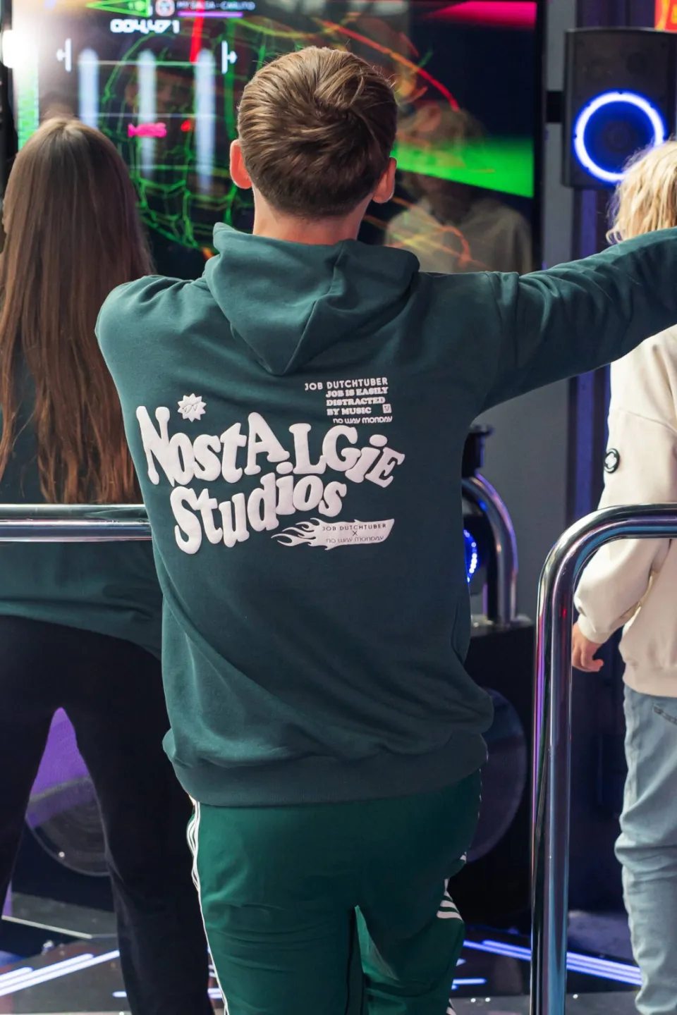 No Way Monday X Job Dutchtuber oversized hoodie met backprint - groen, foto 6