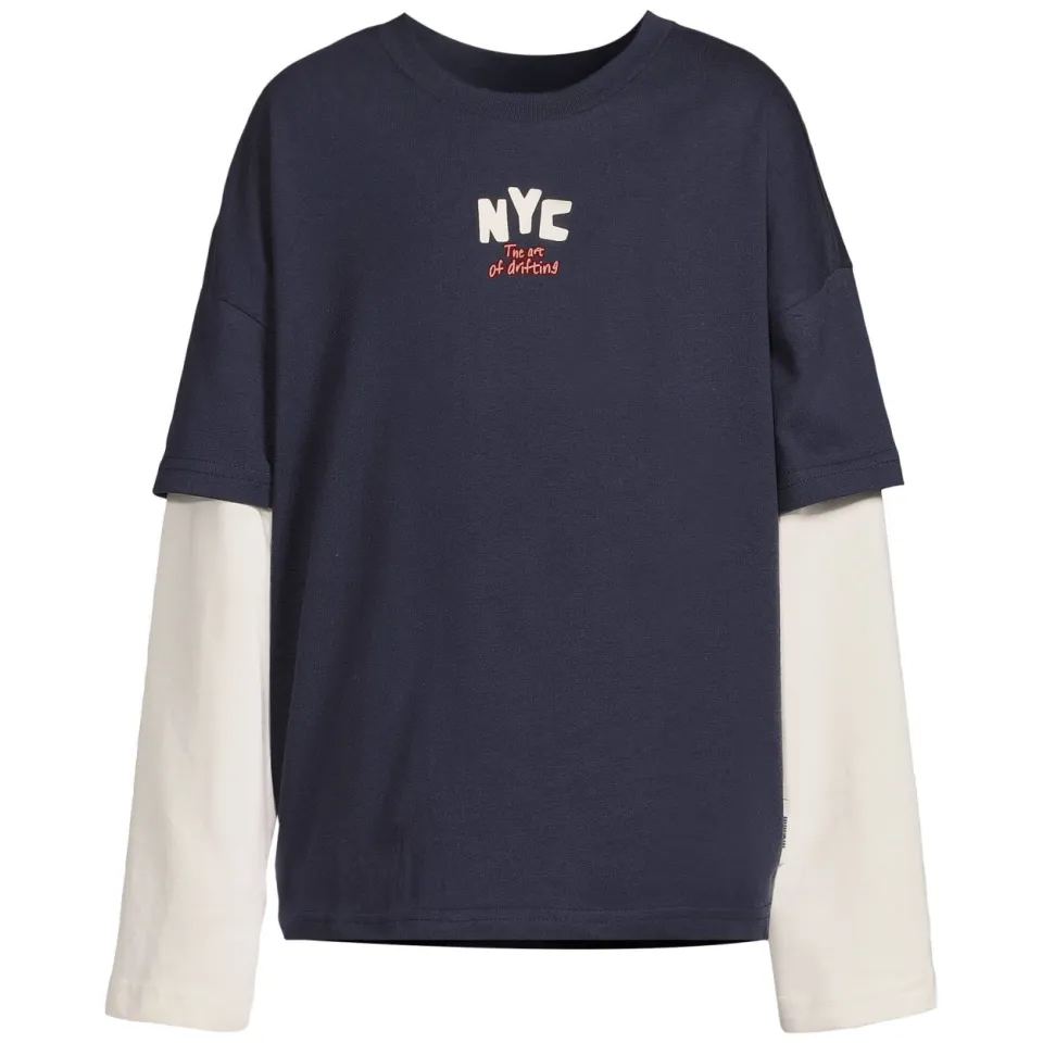 Me & My Monkey longsleeve met backprint donkerblauw donkerblauw/ecru, foto 2
