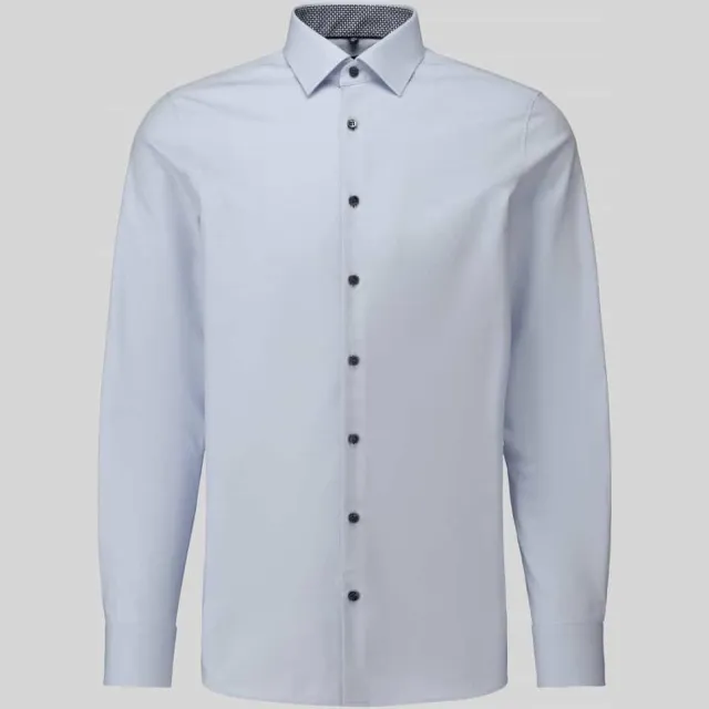 Olymp Body fit zakelijk overhemd van katoenmix blauw, foto 2