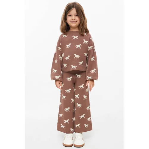s.Oliver gebreide casual broek met print donkerbruin, foto 3