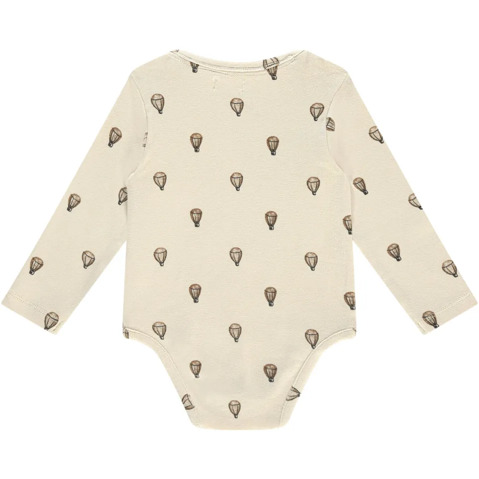 A Tiny Story romper met all over print ecru/bruin Jongens Stretchkatoen Ronde hals, foto 2