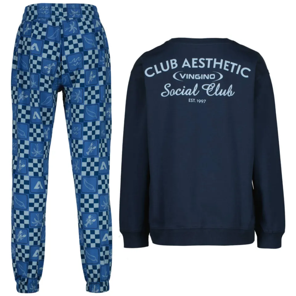 Vingino pyjama met backprint donkerblauw donkerblauw/blauw, foto 5