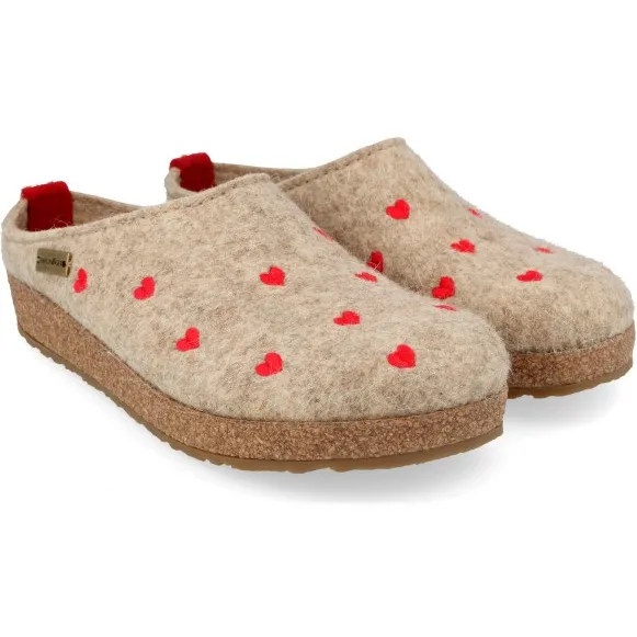 Haflinger Women's Grizzly Cuoricini - Pantoffels, beige