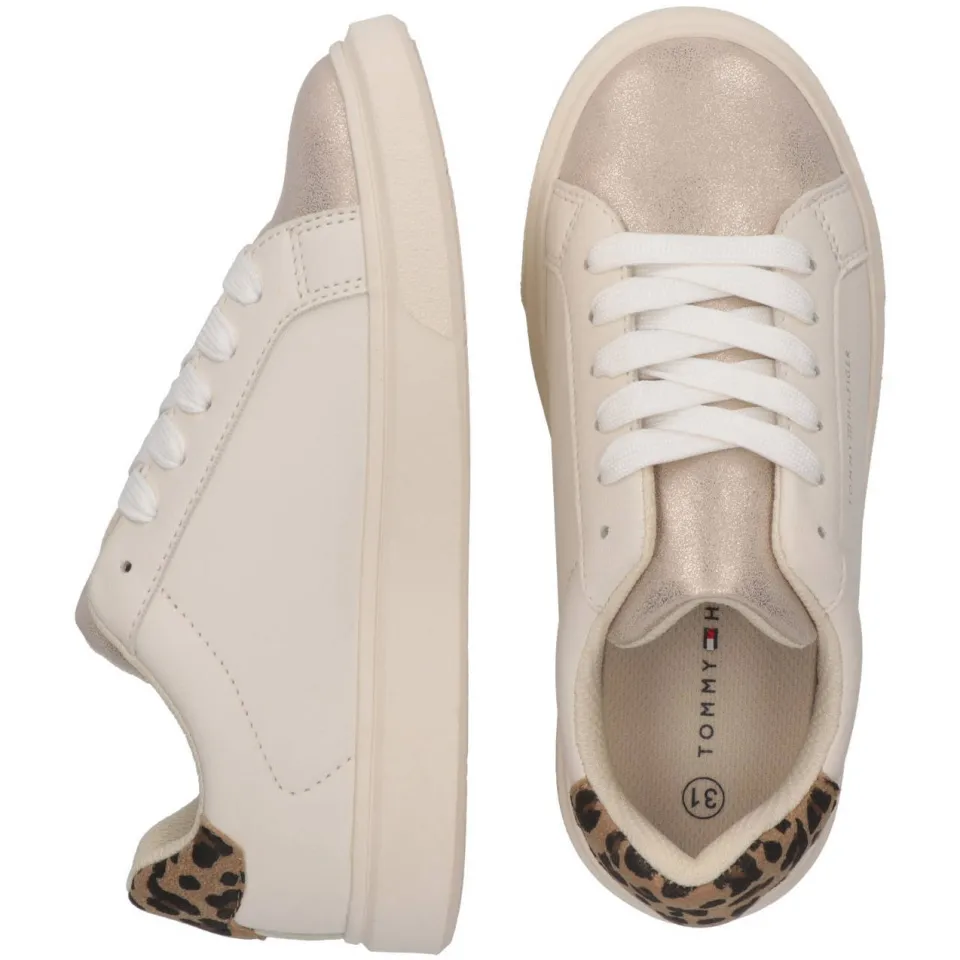 Tommy Hilfiger Schoolkind/tiener imitatieleren sneakers met panterprint - beige, foto 2