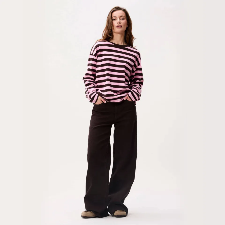 Catwalk Junkie gestreepte longsleeve roze Roze/bruin