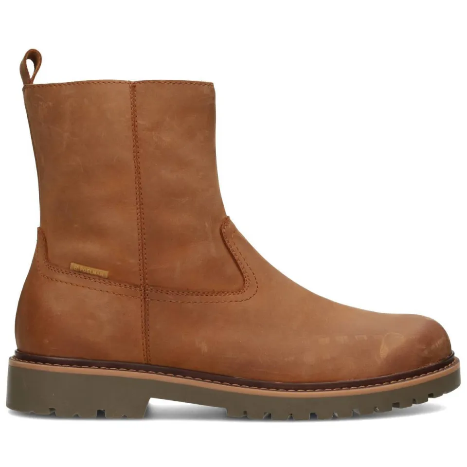 Poelman Toni gevoerde leren enkelboots cognac