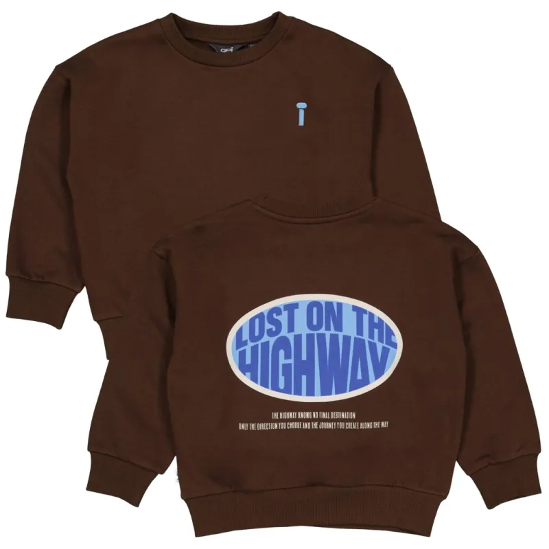 QPI sweater met backprint - bruin/blauw, foto 2