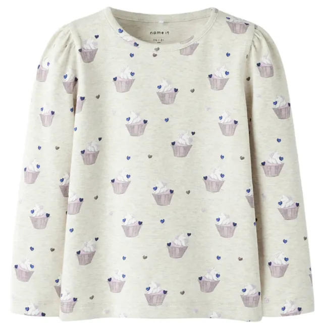 NAME IT MINI longsleeve ecru met all-over print Ecru melange