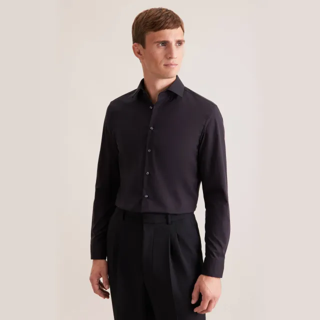 Seidensticker slim fit casual overhemd - zwart