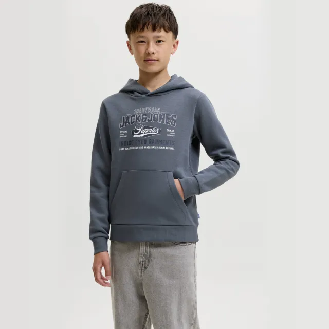 Jack & Jones JUNIOR hoodie met logo - grijsblauw