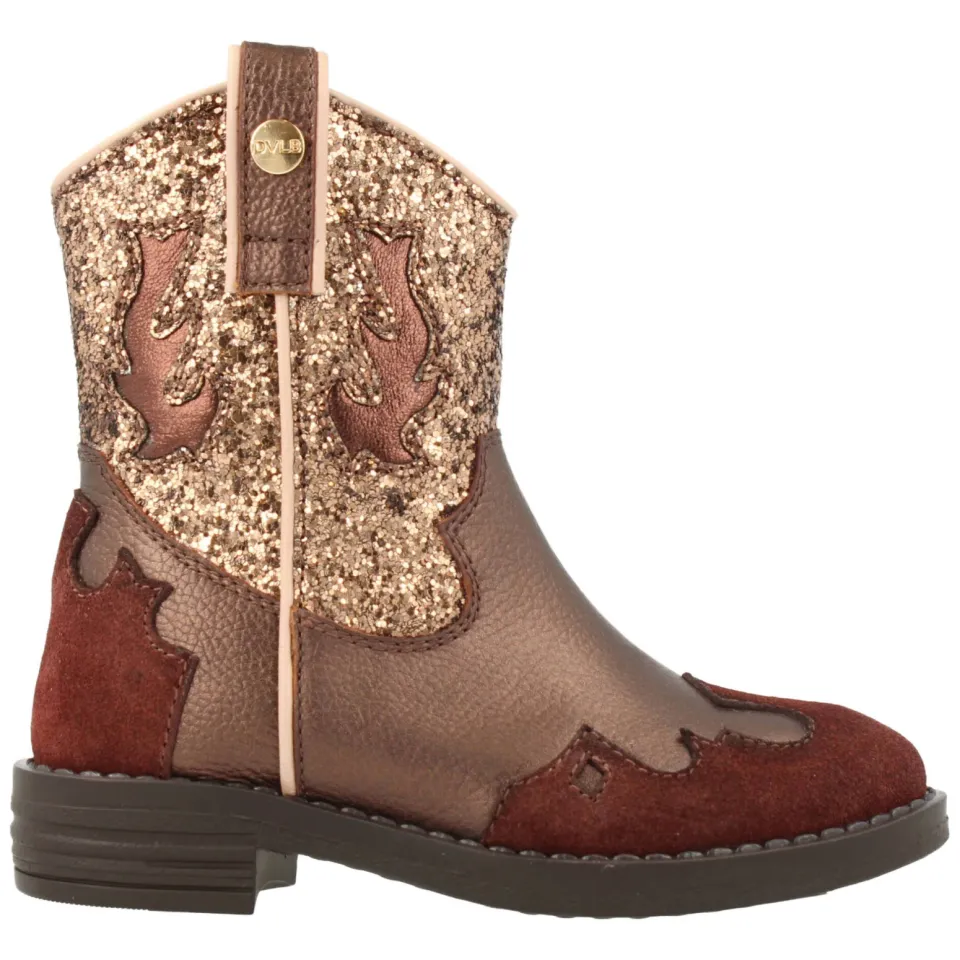 Develab leren laarzen met pailletten brons brons/goud/donkerrood, foto 2