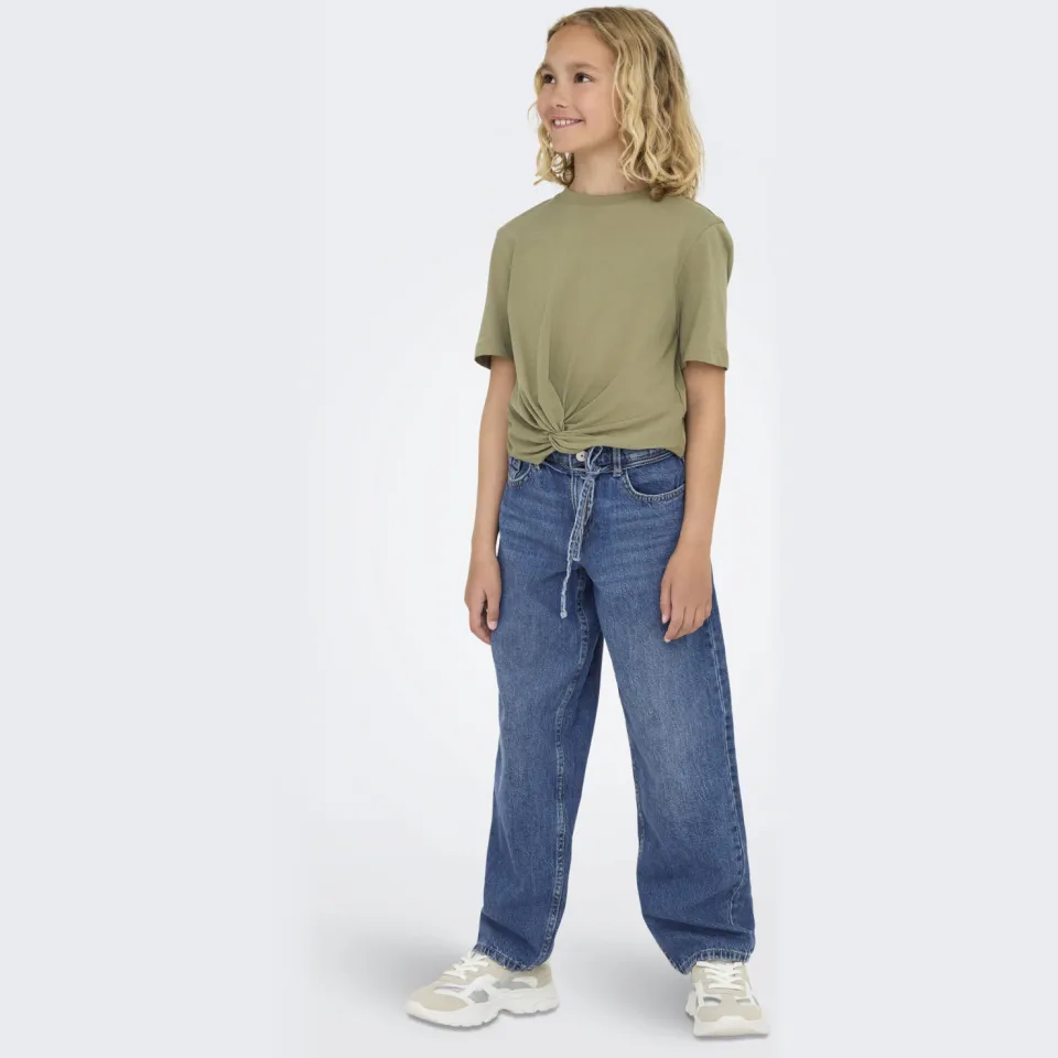 Only KIDS ONLY GIRL high waist straight leg jeans medium blue denim
