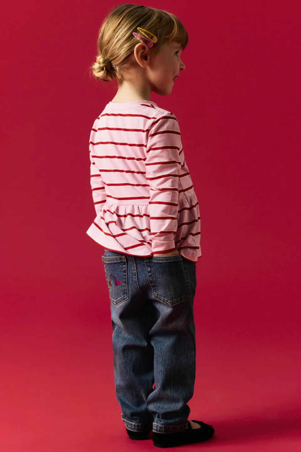 NAME IT MINI gestreepte longsleeve lichtroze lichtroze / rood, foto 4